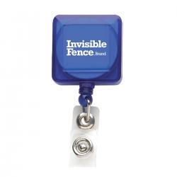 Invisible Fence Square Badge Reel in Translucent Blue