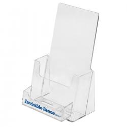 Invisible Fence Clear Acrylic Tri-Fold Brochure Holder with Business Card Pocket